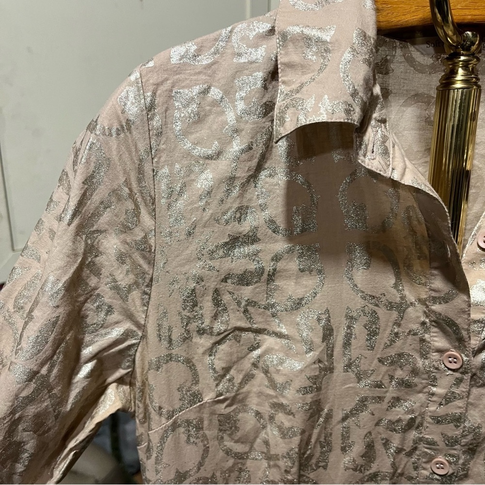 Soft Surroundings Shimmering Tan Long Sleeve Dress 12P - Picture 5 of 10